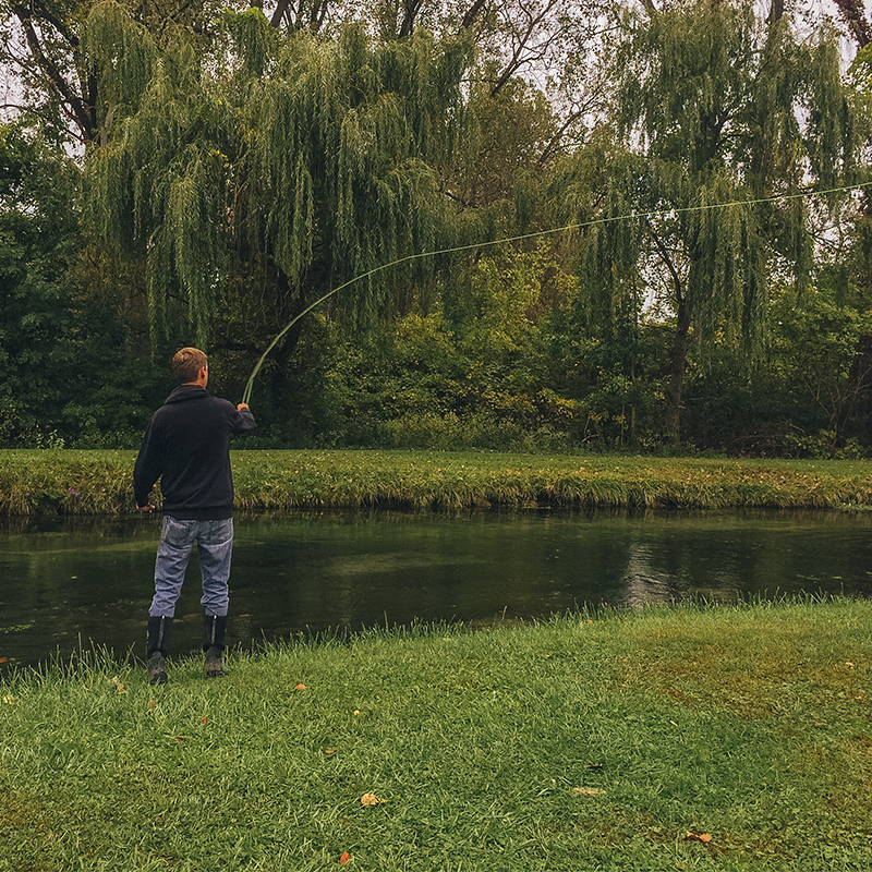 Fly fisherman fishing for trout in Ohio