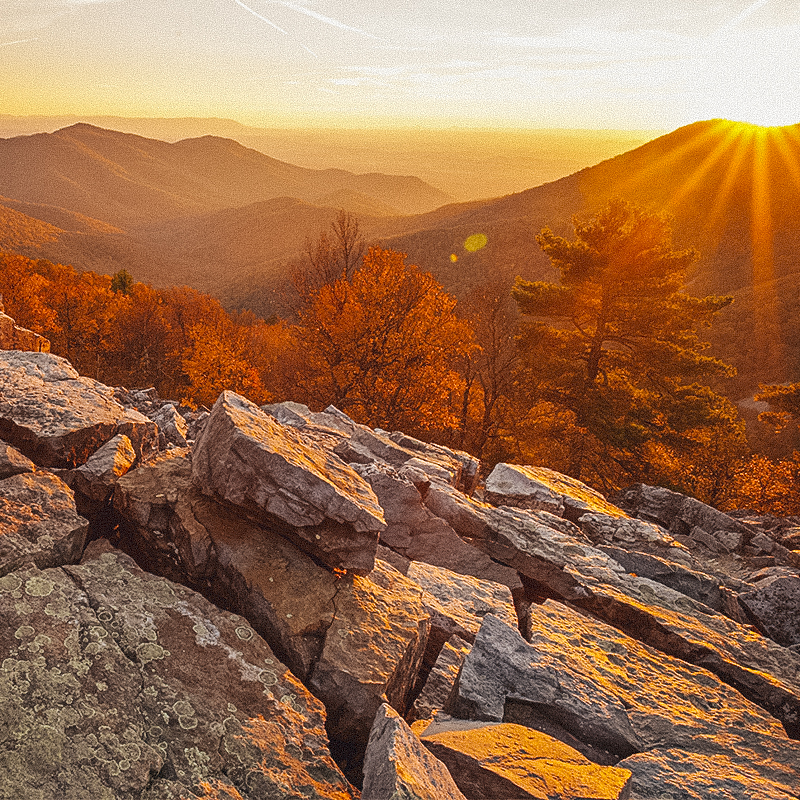 "Blackrock Sunset"
Sunset from Blackrock Summit along the Appalachian Trail in Shenandoah National Park, Virginia.