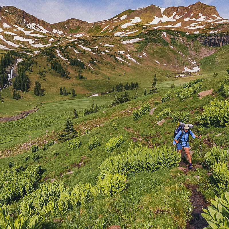 A person backpacking the Continental Divide