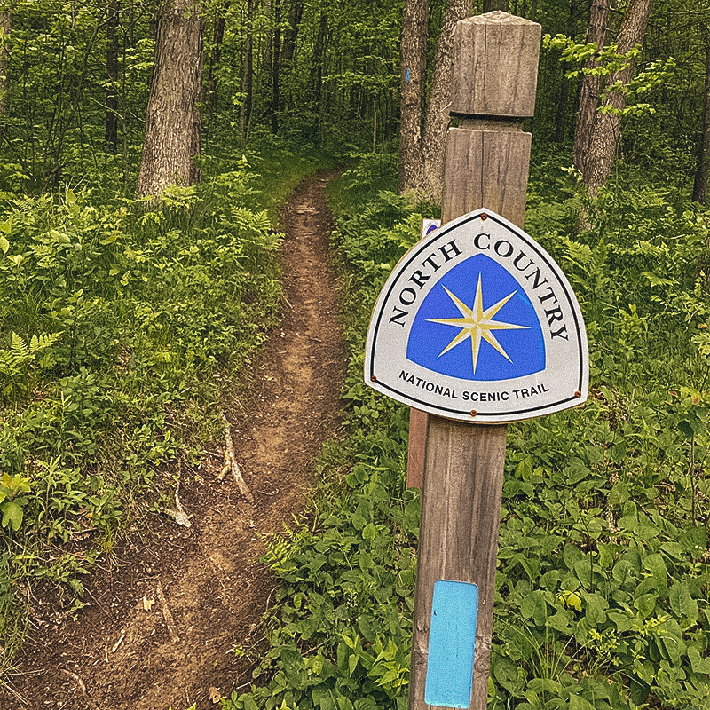 A trail sign along the North Country trail